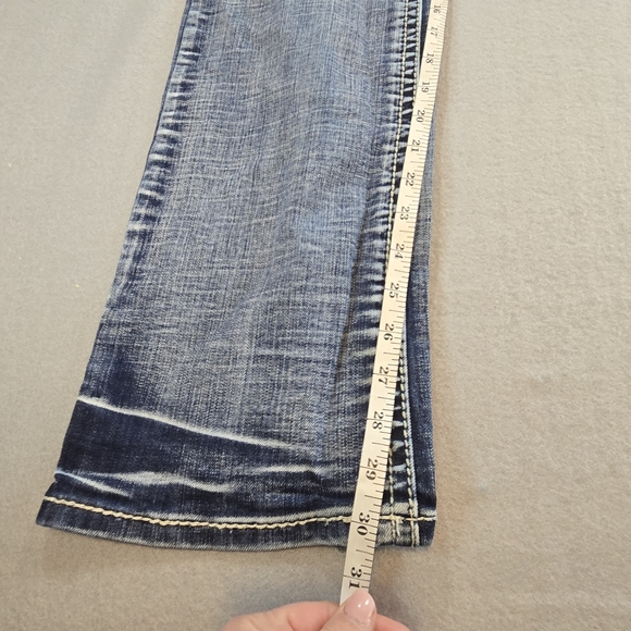 Womens Bootcut Jeans Embellished Pockets Distressed Hem Y2K Denim - Picture 2 of 11